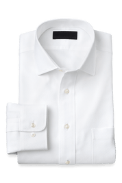 Chemise blanche à col italien en sergé de coton 