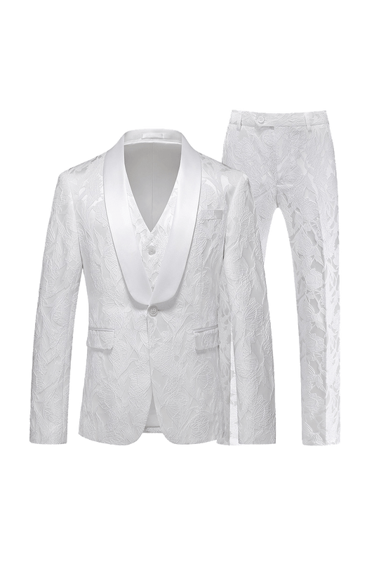 White Flower Plants Premium 3-Piece Suit