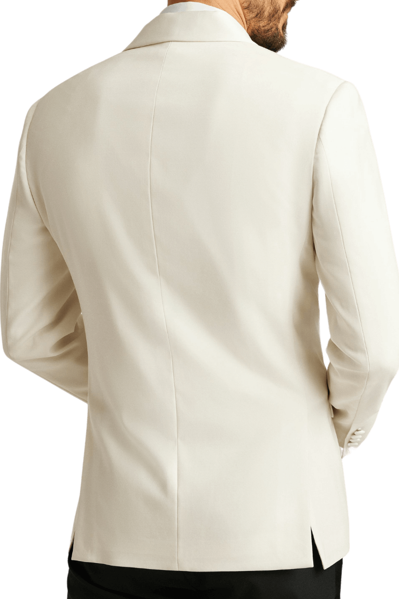 Traje de esmoquin de inspiración vintage elástico de lana italiana de lujo blanco