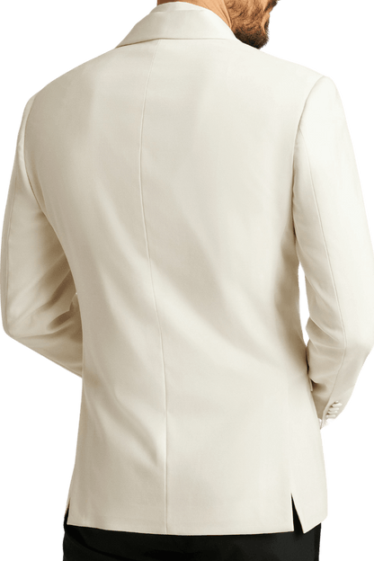 Traje de esmoquin de inspiración vintage elástico de lana italiana de lujo blanco