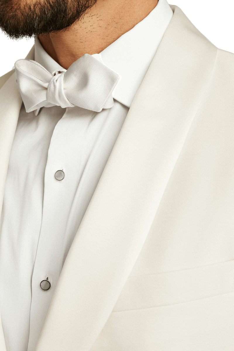 Traje de esmoquin de inspiración vintage elástico de lana italiana de lujo blanco