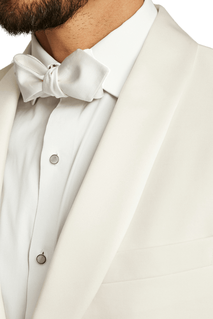 Traje de esmoquin de inspiración vintage elástico de lana italiana de lujo blanco