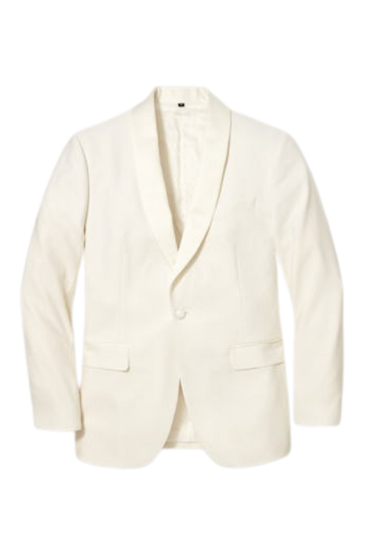 White 2 Piece Shawl Lapel One Button Suit