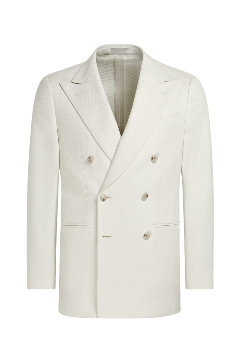 Costume croisé en laine blanc coupe moderne