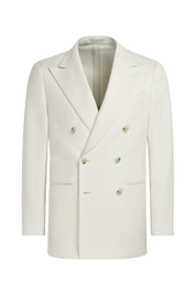 Costume croisé en laine blanc coupe moderne