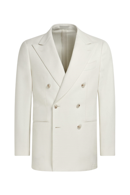 White Modern Fit Wool Double Breasted Suit