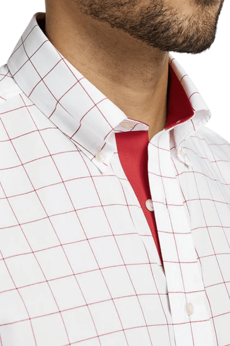 White Non-Iron Cotton Windowpane Casual Shirt