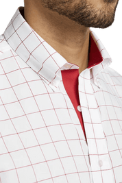 White Non-Iron Cotton Windowpane Casual Shirt