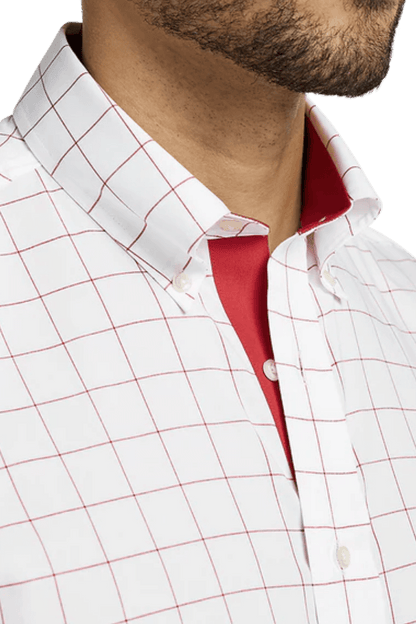 Camisa informal de algodón con paneles de ventana, color blanco, que no necesita planchado