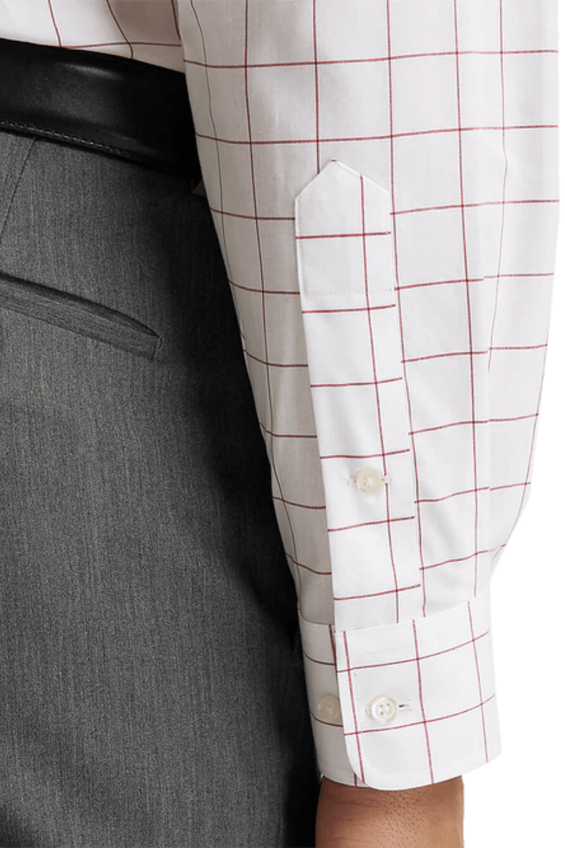 White Non-Iron Cotton Windowpane Casual Shirt