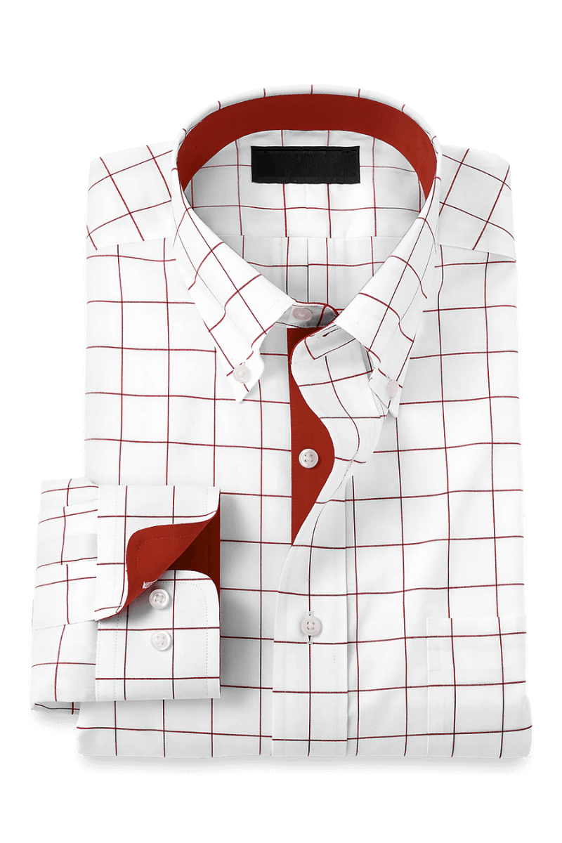 White Non-Iron Cotton Windowpane Casual Shirt