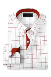 White Non-Iron Cotton Windowpane Casual Shirt