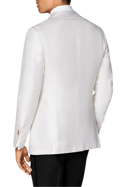 White Silk Shawl Lapel Single Breasted Jacket