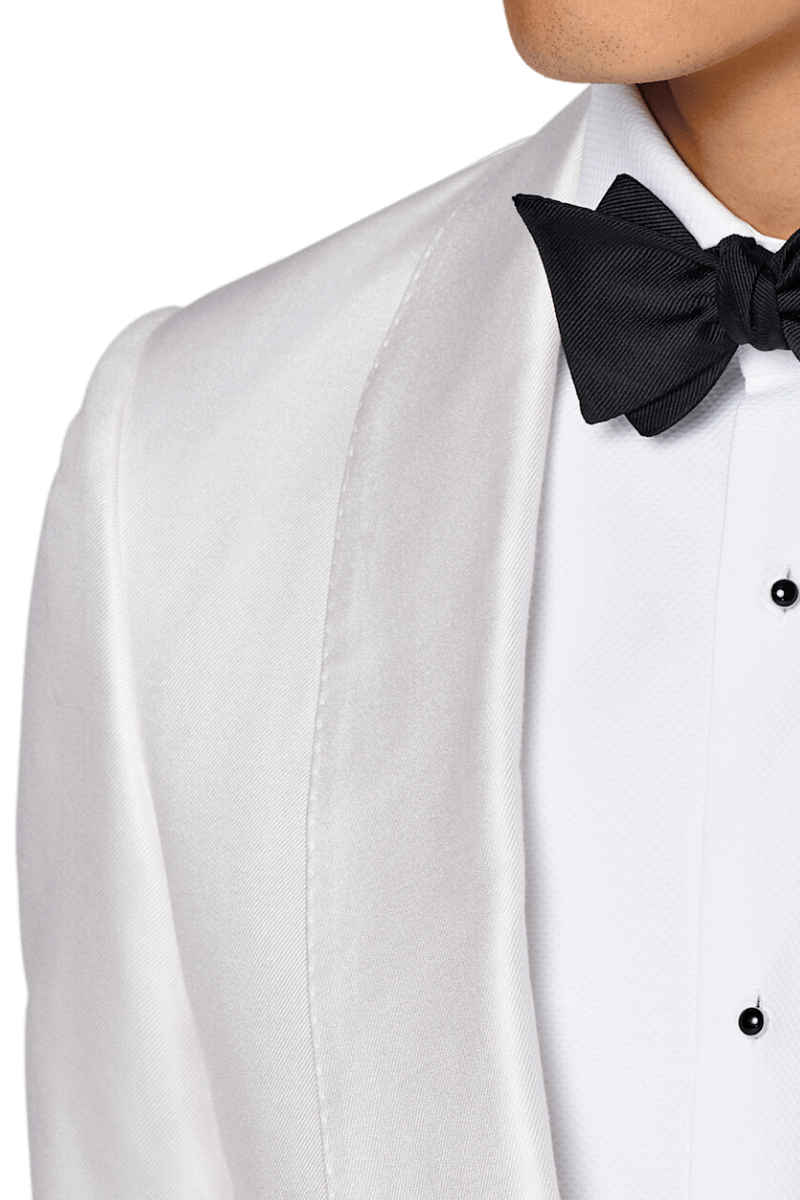 White Silk Shawl Lapel Single Breasted Jacket