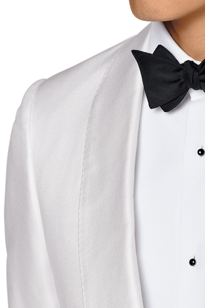 White Silk Shawl Lapel Single Breasted Jacket