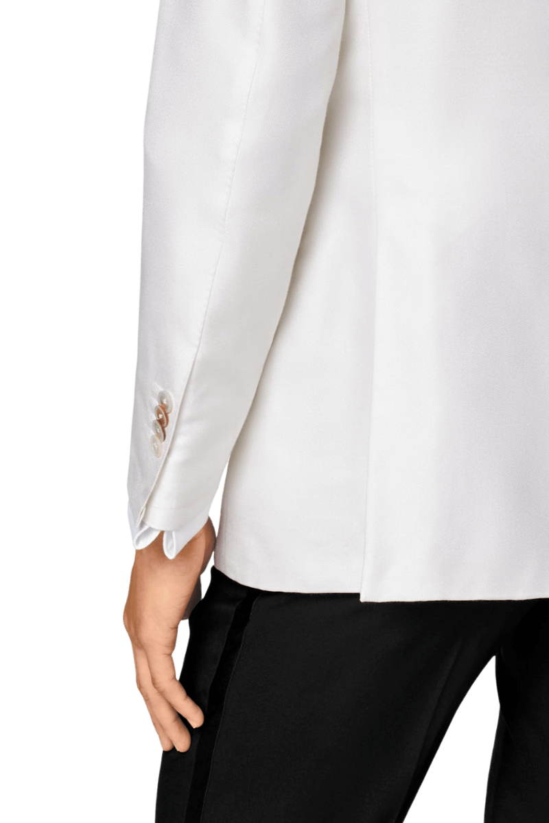 White Silk Shawl Lapel Single Breasted Jacket