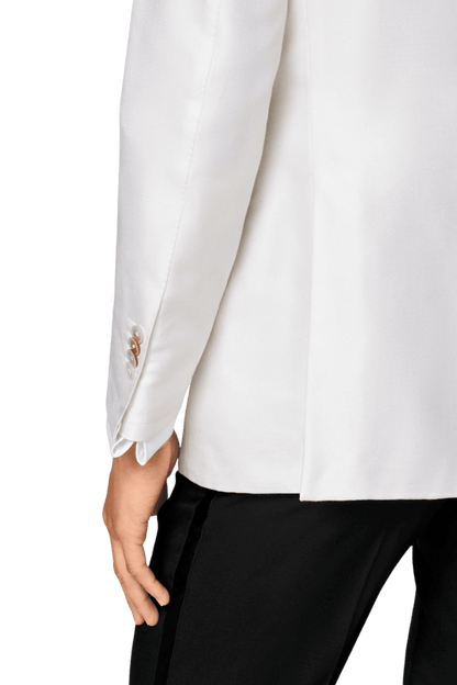 White Silk Shawl Lapel Single Breasted Jacket