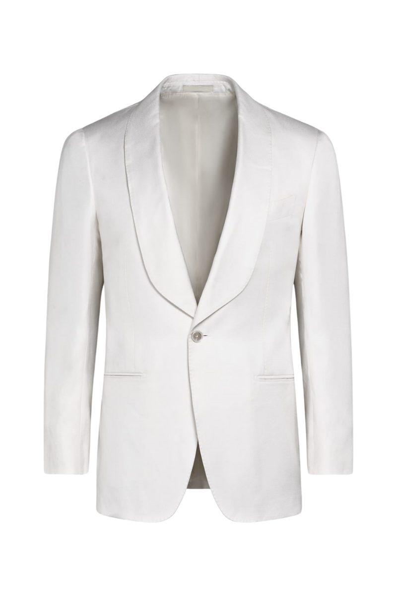 White Silk Shawl Lapel Single Breasted Jacket