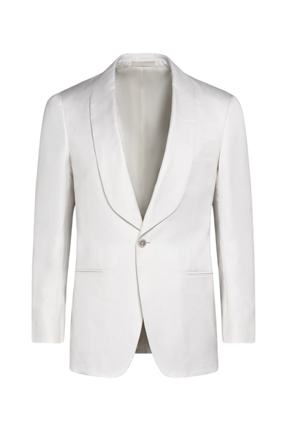 White Silk Shawl Lapel Single Breasted Jacket