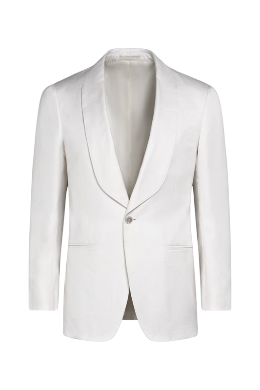 White Silk Shawl Lapel Single Breasted Jacket