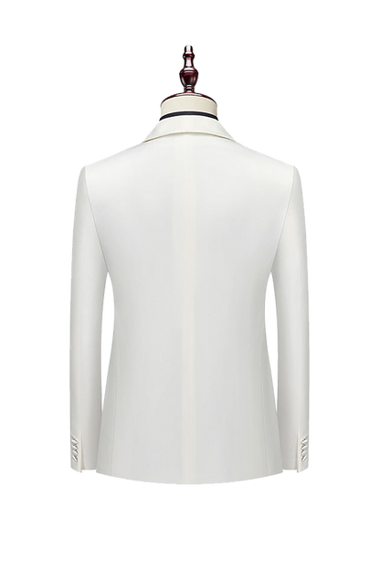 Traje elástico de lana blanca de dos botones para trabajo