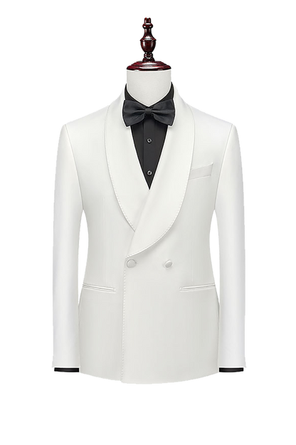 Traje elástico de lana blanca de dos botones para trabajo