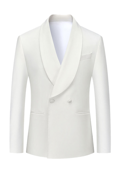 Traje elástico de lana blanca de dos botones para trabajo