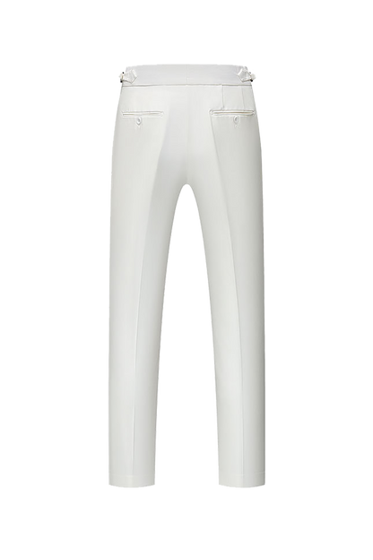 Traje elástico de lana blanca de dos botones para trabajo