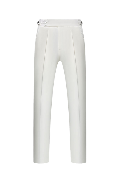 Traje elástico de lana blanca de dos botones para trabajo