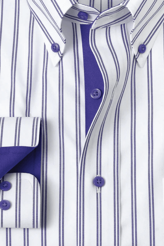 Bügelfreies Stretch-Hemd mit Streifen in Weiß und Blau
