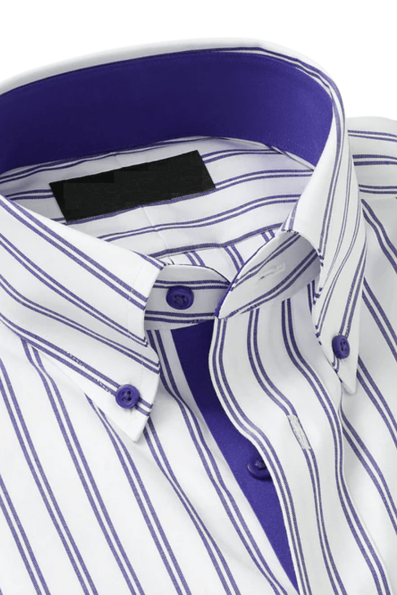 White & Blue Stretch Non-Iron Stripe Formal Shirt