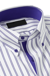 White & Blue Stretch Non-Iron Stripe Formal Shirt