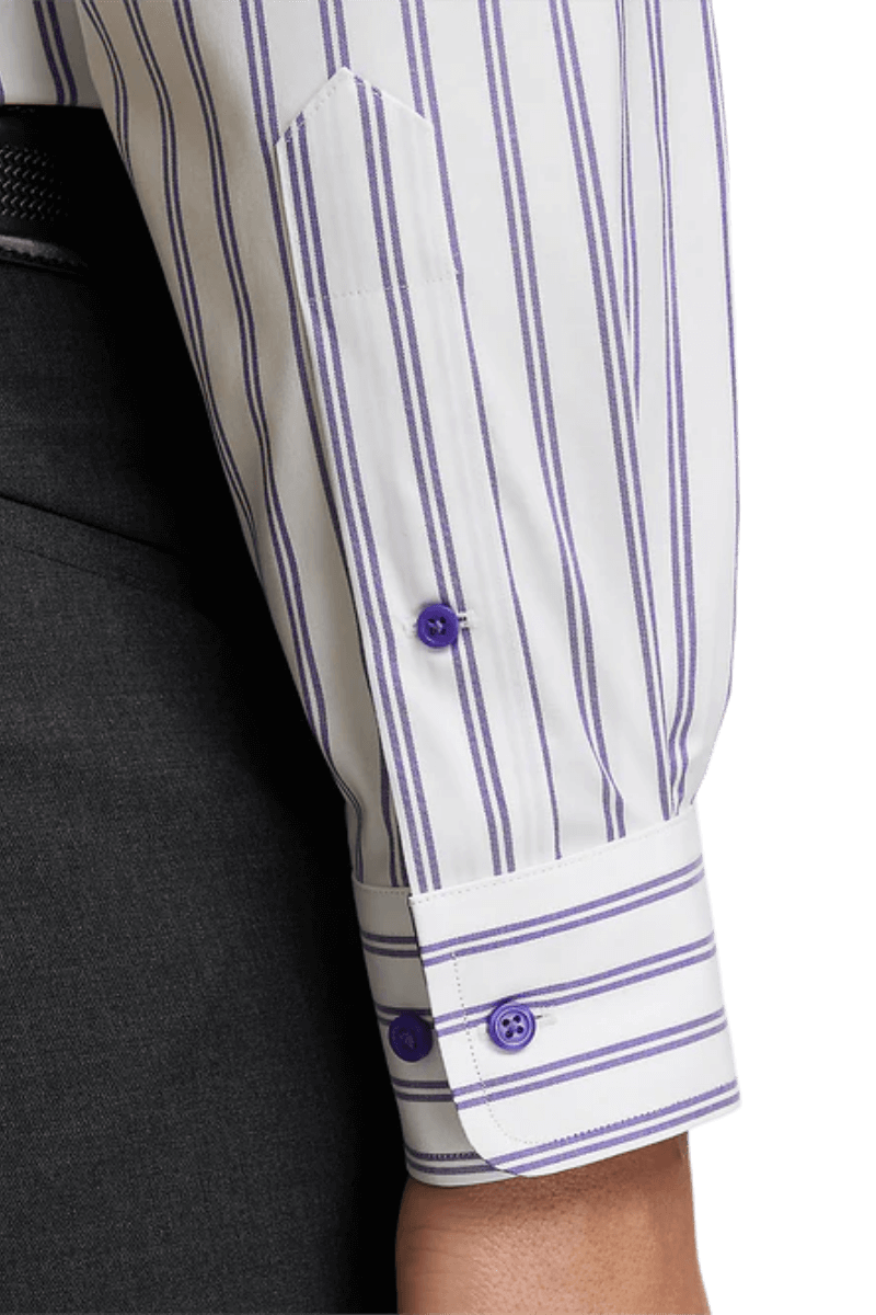 White & Blue Stretch Non-Iron Stripe Formal Shirt