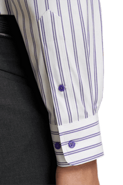 White & Blue Stretch Non-Iron Stripe Formal Shirt