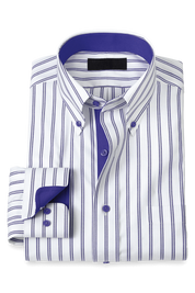 White & Blue Stretch Non-Iron Stripe Formal Shirt