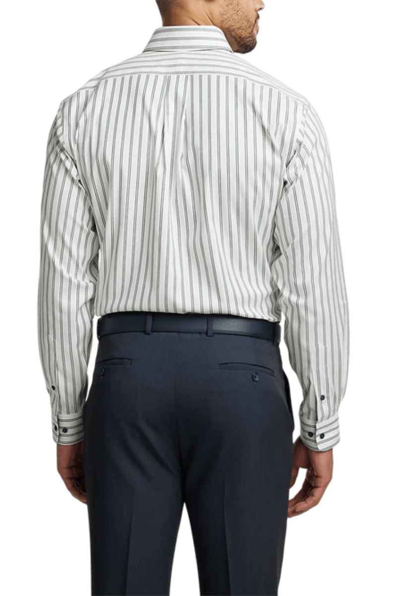 White & Green Stretch Non-Iron Stripe Formal Shirt