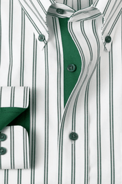 White & Green Stretch Non-Iron Stripe Formal Shirt