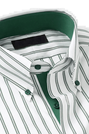 White & Green Stretch Non-Iron Stripe Formal Shirt