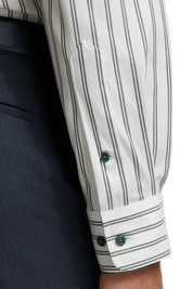 White & Green Stretch Non-Iron Stripe Formal Shirt