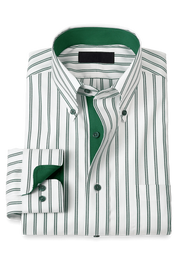 White & Green Stretch Non-Iron Stripe Formal Shirt