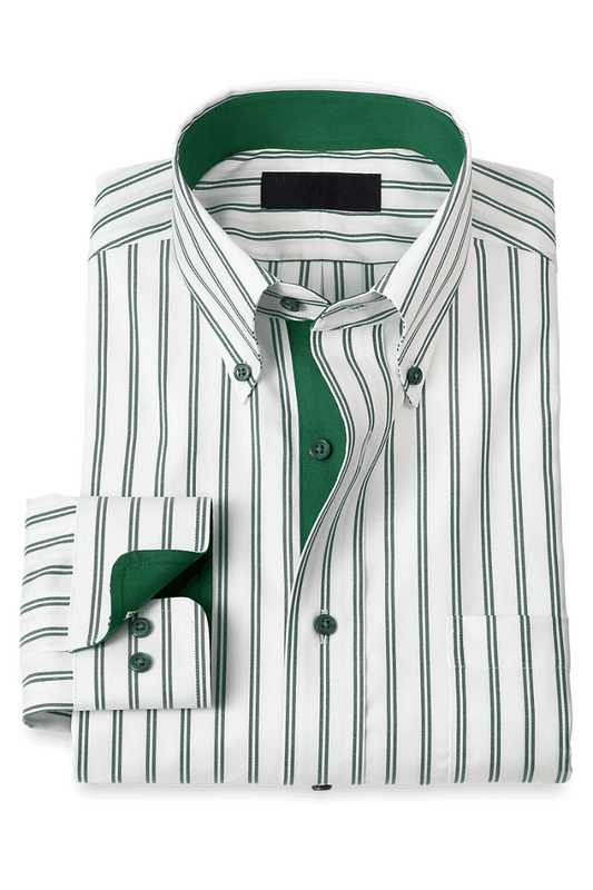 Bügelfreies Stretch-Hemd mit Streifen in Weiß und Grün 