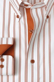 White & Orange Stretch Non-Iron Stripe Formal Shirt