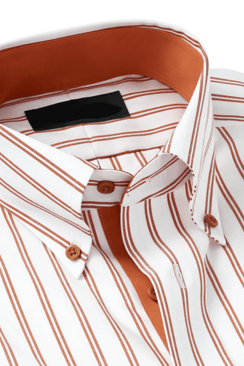 White & Orange Stretch Non-Iron Stripe Formal Shirt