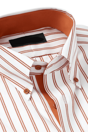 White & Orange Stretch Non-Iron Stripe Formal Shirt