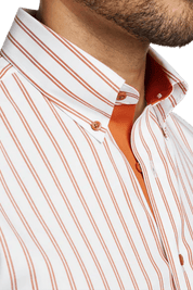 White & Orange Stretch Non-Iron Stripe Formal Shirt