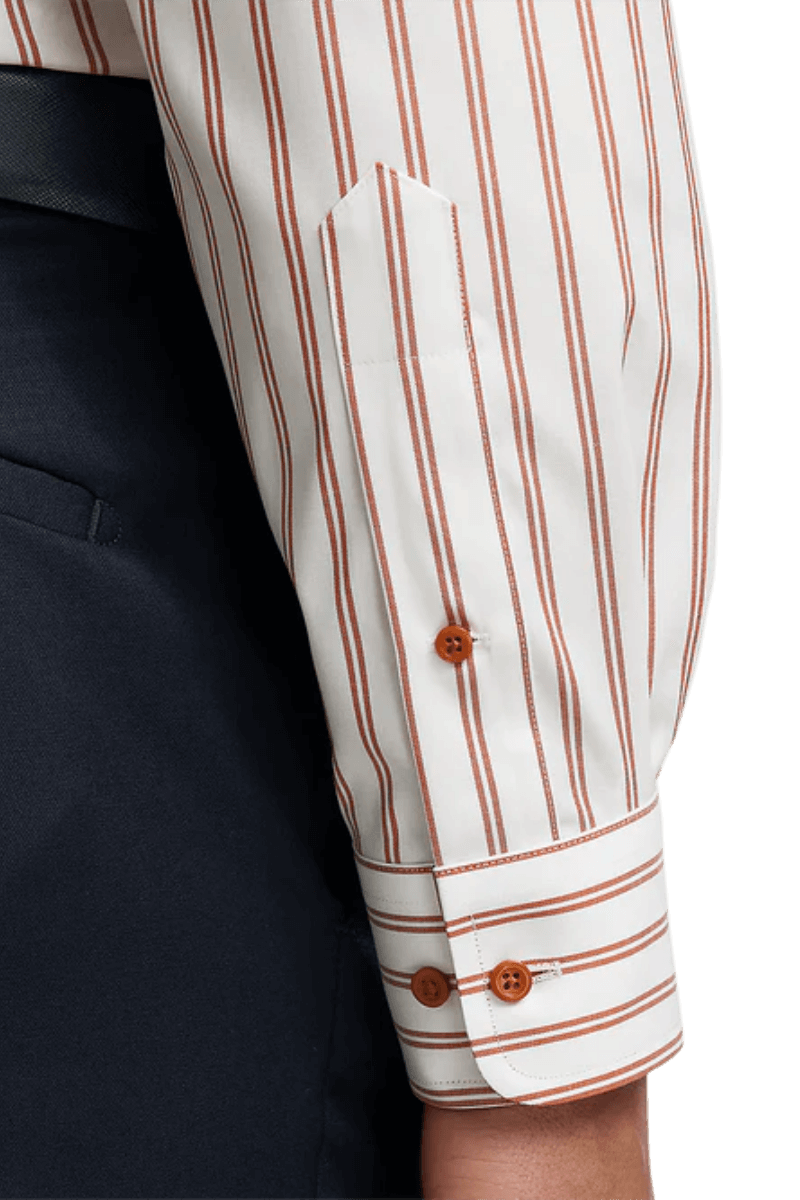 White & Orange Stretch Non-Iron Stripe Formal Shirt