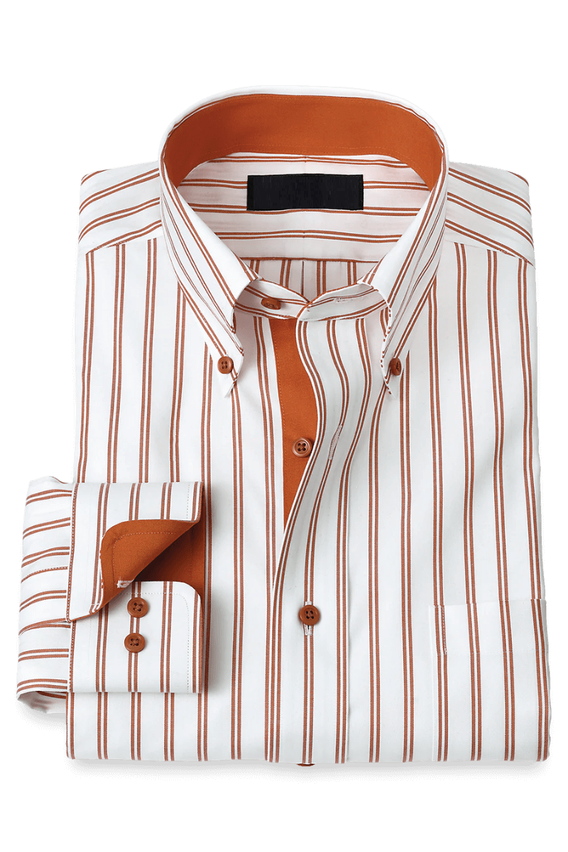 White & Orange Stretch Non-Iron Stripe Formal Shirt