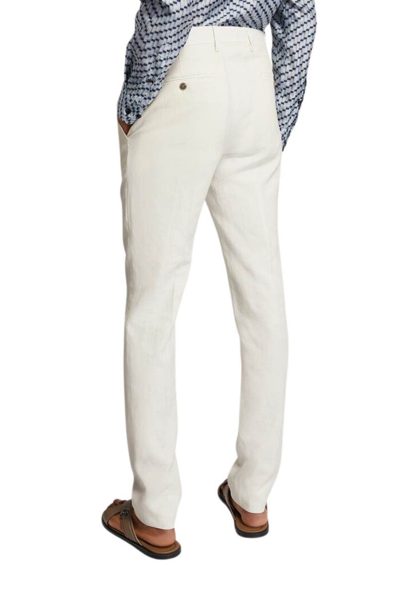 Weißer, zweiteiliger, zweireihiger Anzug in normaler Passform 