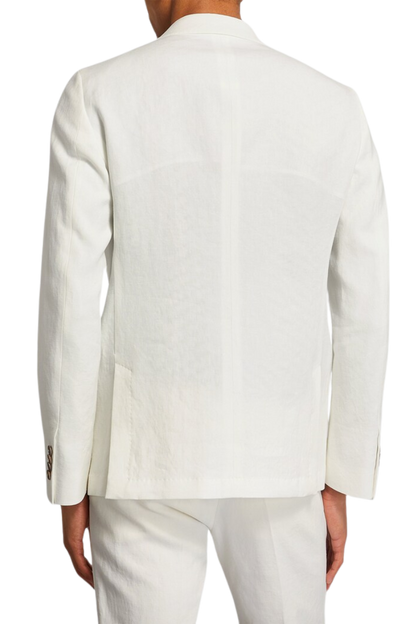 Weißer, zweiteiliger, zweireihiger Anzug in normaler Passform 