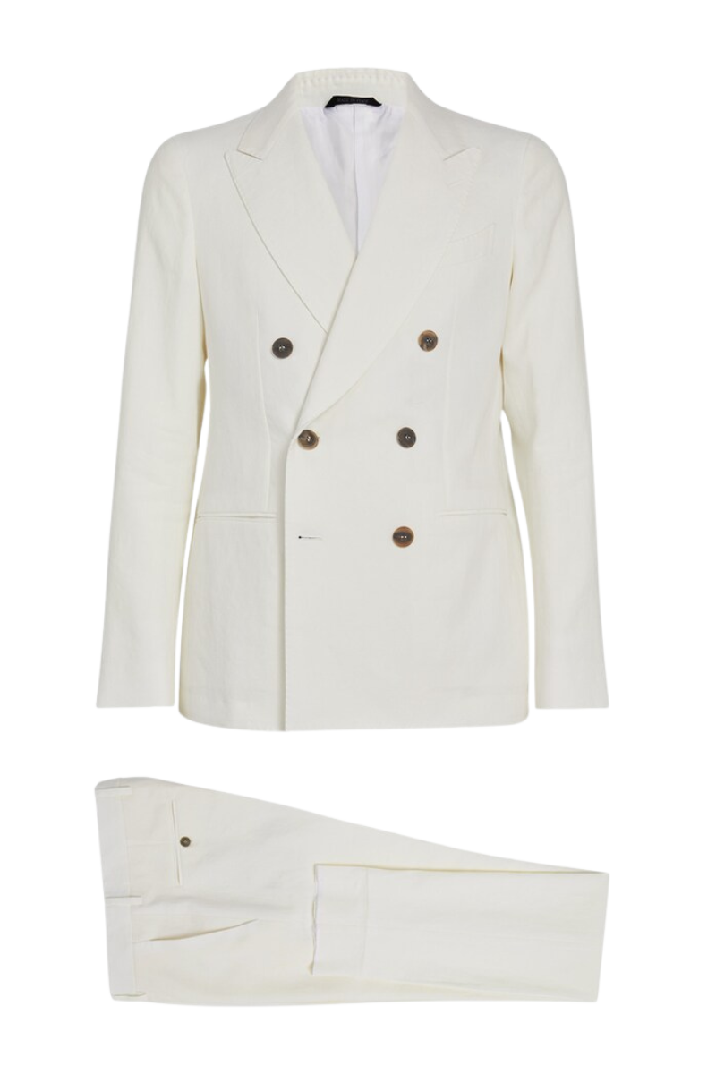 Costume croisé 2 pièces coupe standard blanc 